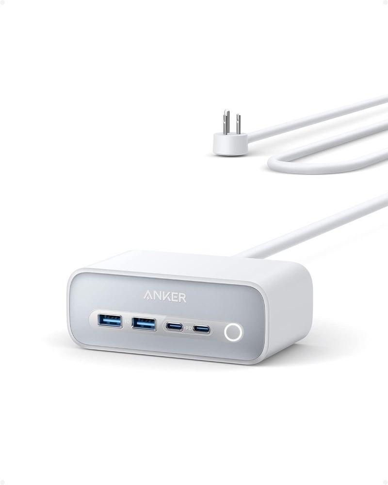 Anker 525 Charging Station, 7-in-1 USB C Power Strip for iphone13/14, 5ft Extension Cord with 3AC,2USB A,2USB C,Max 65W Power Delivery Desktop Accessory for MacBook Pro, Home, Office (Aurora White) - Image 1